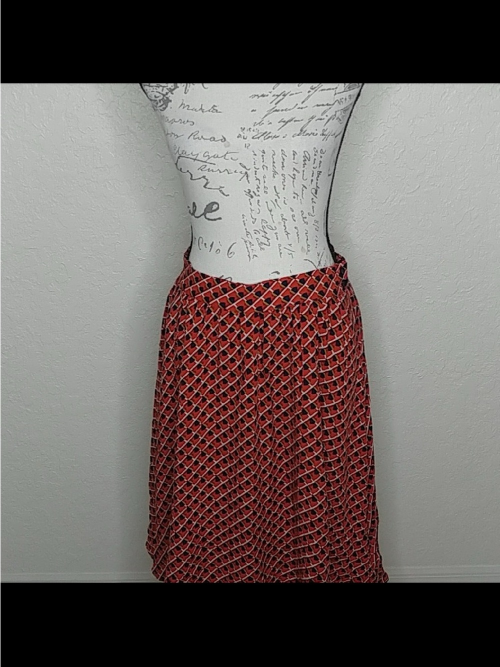 Anthropologie Red Patterned A-Line Women's Skirt